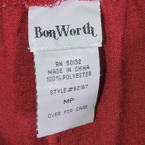 Bon Worth Womens Size PM Red Solid Elastic Waist Pull On Trouser Pants - Picture 6 of 10